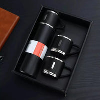 Premium Vacuum Flask Set – 500ml Stainless Steel Insulated Bottle with 3 Cups
