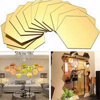 Acrylic Mirror Wall Stickers Hexagon with 20 Butterflies 3D Acrylic